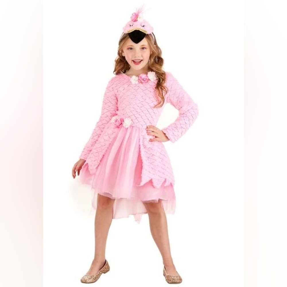 NIB Girl's Tutu Flamingo Costume- L 14- Dress-up, Halloween, Dance, Glitter